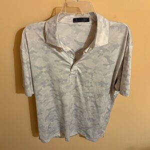 G/FORE white & gray camo skull print polo shirt